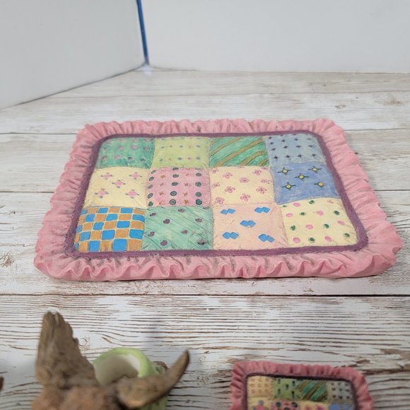 1996 Youngins Teddy Bear Picnic Miniatures Set 6pc Ceramic Ceramic Pastel Colors - Picture 3 of 11